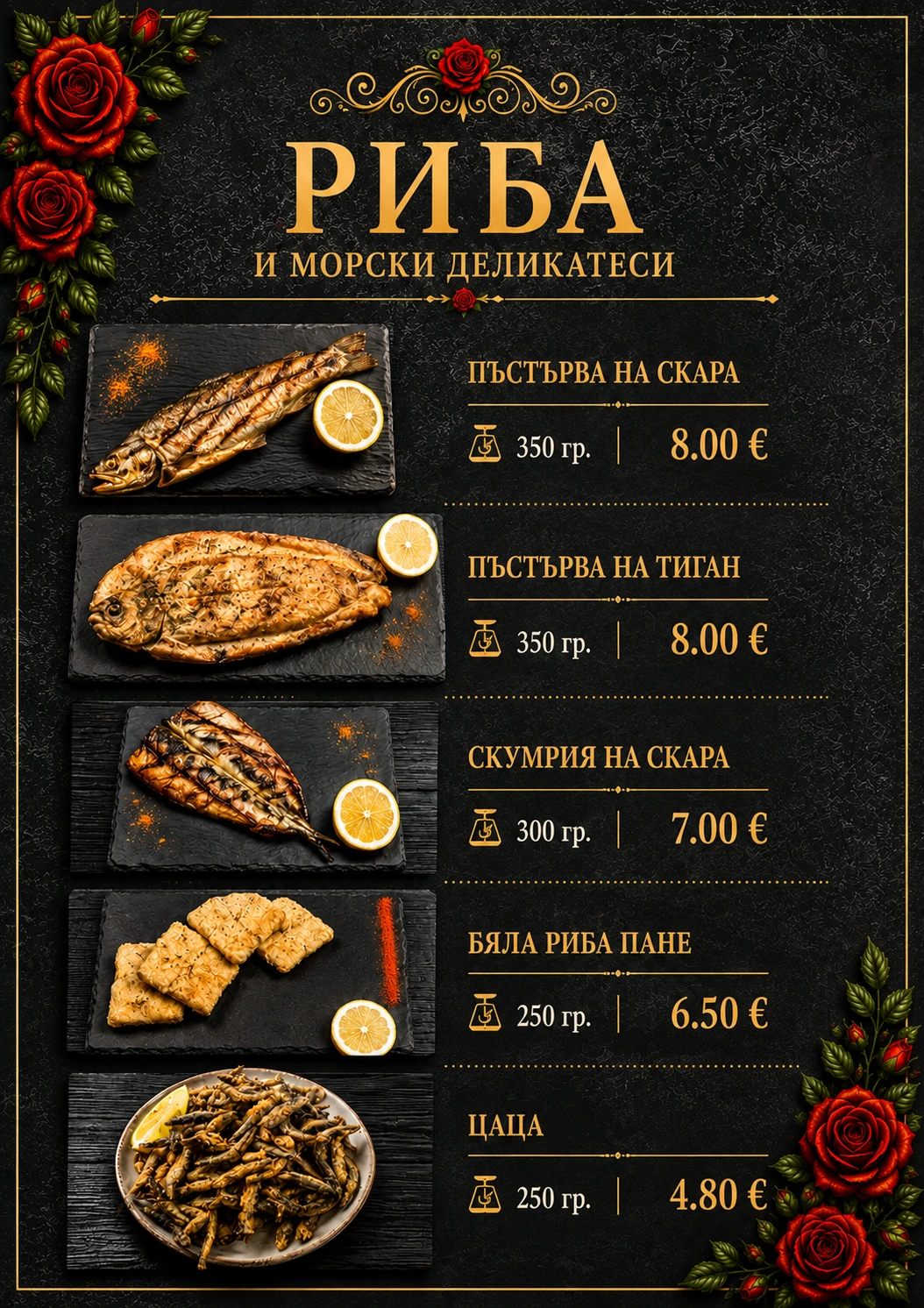 рибни ястия и морски деликатеси